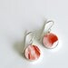 Simple Circle Sterling Silver Recycled Plate Earring - Red and White - Recycled China
