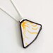 Broken Plate Pendant on Chain - Yellow and White Modern - Recycled China