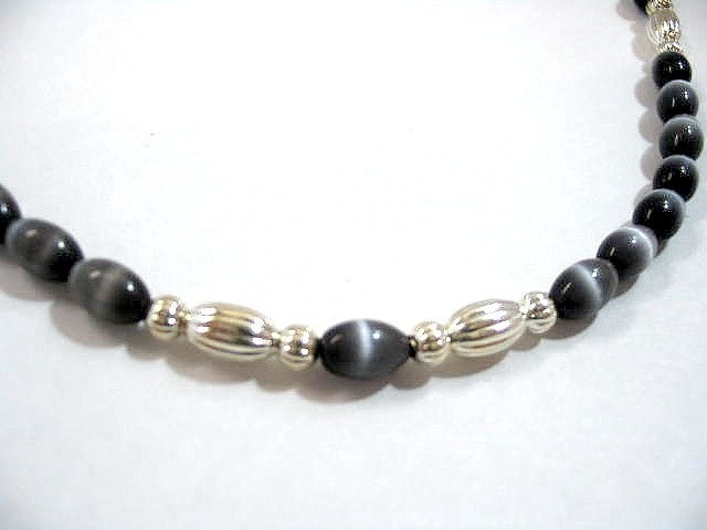 Black Necklace, Smokey Black Mystical Jewelry, Silver Bead Necklace, Gothic Necklace, Black and Silver Beaded Jewelry