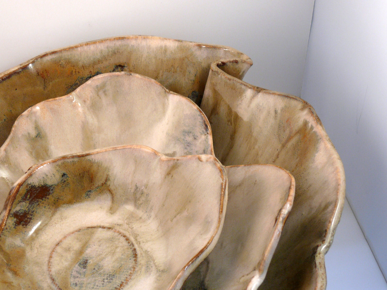 Desert Sands Free form nesting bowl set of three MADE TO ORDER - home decor - nature - earthtone - mushroom fungi - BlueSkyPotteryCO