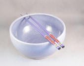 Ceramic Rice Bowl in Periwinkle with Chopsticks IN STOCK - Noodle Bowl - Pottery bowl
