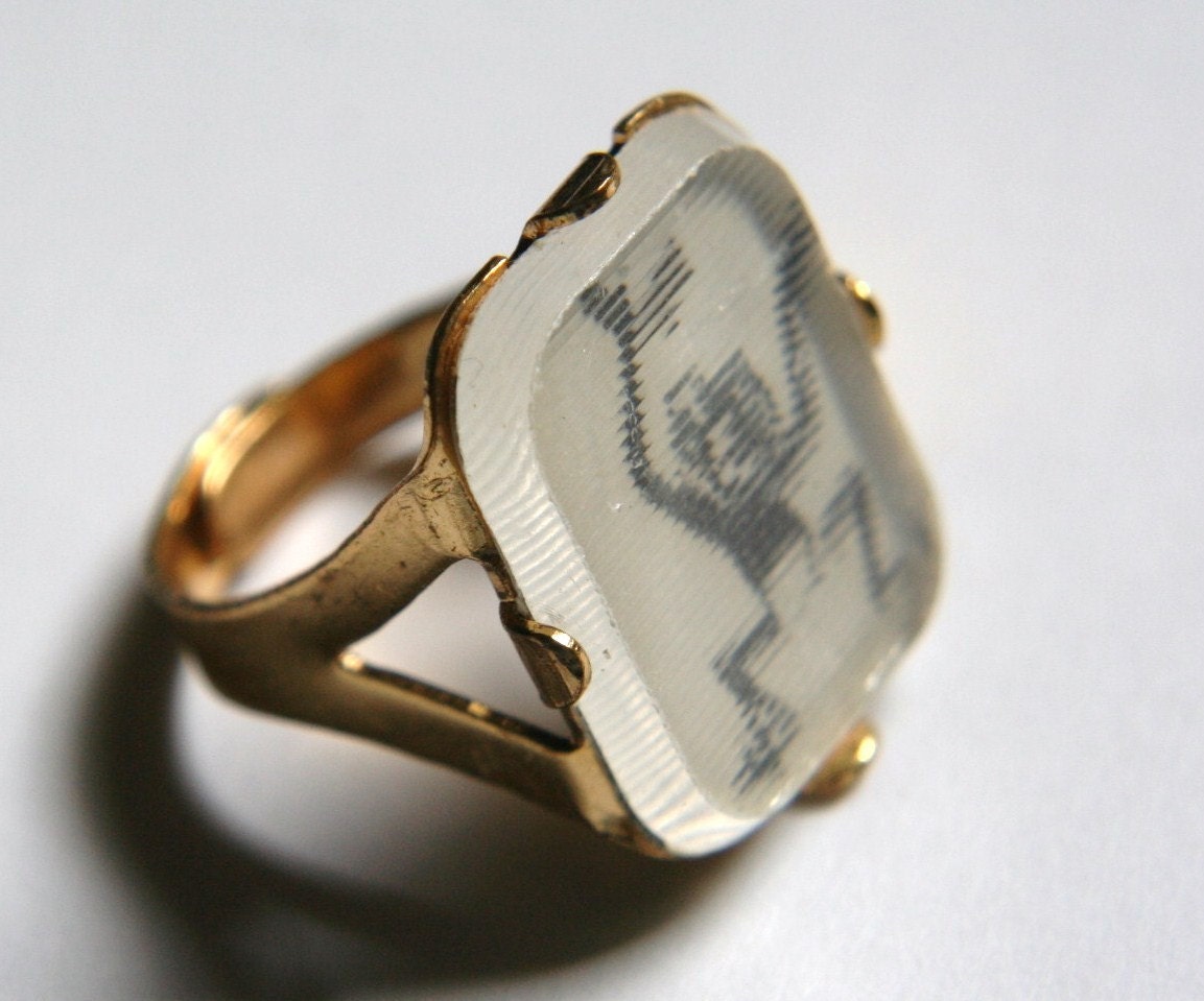 Vintage Flicker Ring Unknown Character Adjustable