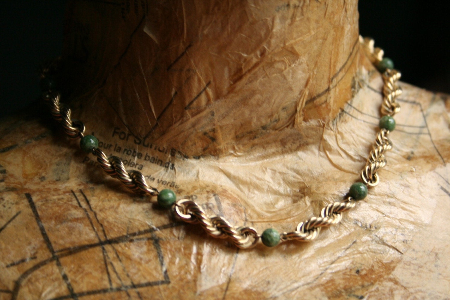 Vintage Green Jade Choker Necklace 15 Inches Long