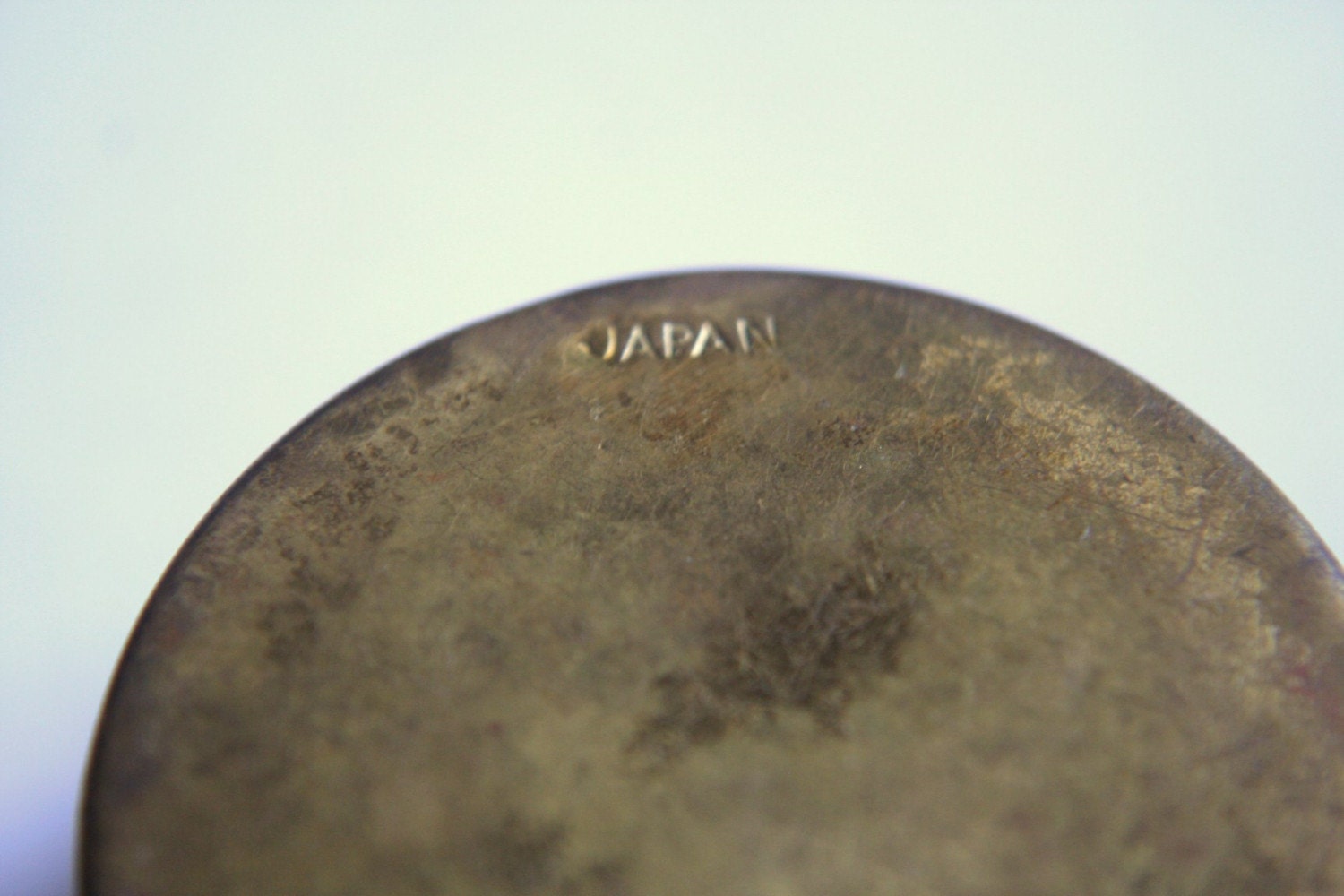 Vintage Brass Round Porcelain Pill Box Japan