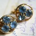 Vintage Light Blue Rhinestone Earrings Clip On