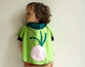 Organic Radish turtle neck Poncho in Lime Green