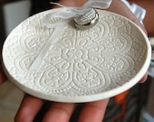 Ring Bearer Pillow, Ceramic wedding ring holder,  Wedding Ring Plate.Hand Built Porcelain