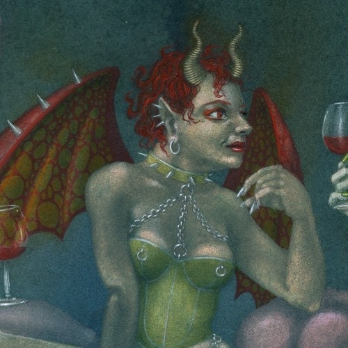 Painted Devils - fetish, goth demons - large signed art print