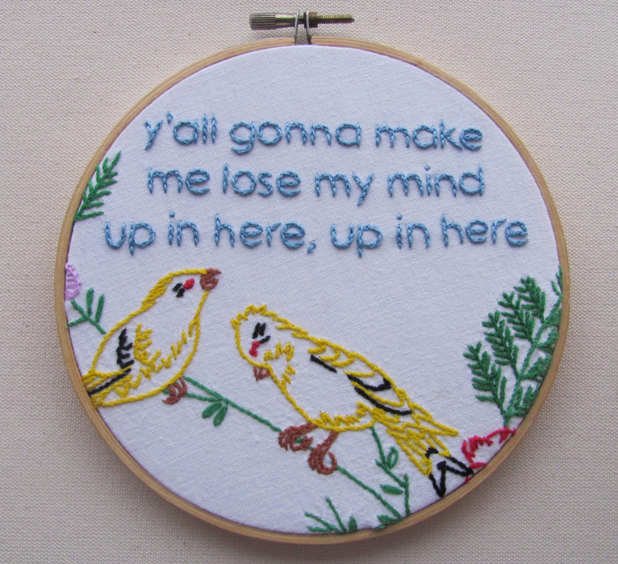 Embroidered Rap Lyrics: Party Up by DMX - In Round Embroidery Hoop
