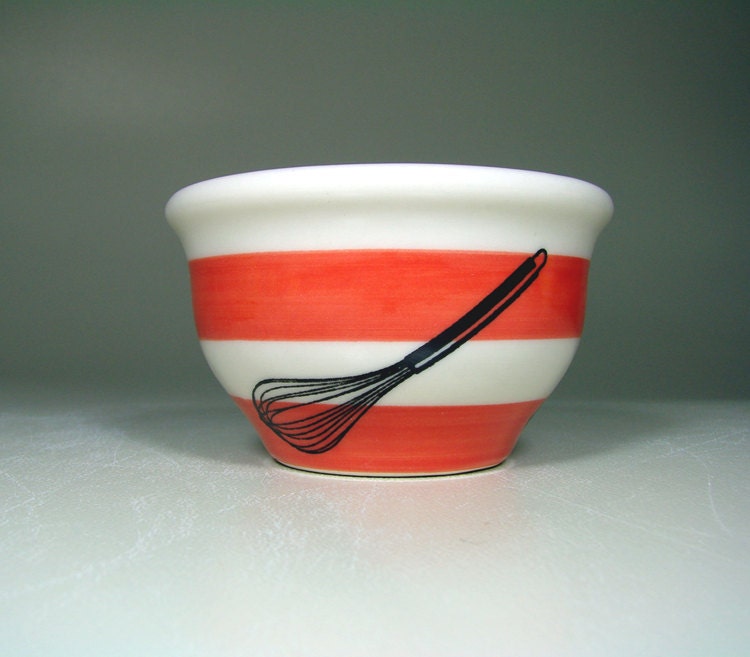 wee bowl whisk (striped clementine) - Made to Order