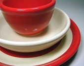 Strawberries and Cream. Simple 3 piece Place Setting (Made to Order)