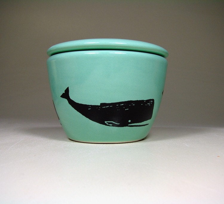 lidded bowl whale (blue green) - Made to Order/ Pick Your Colour