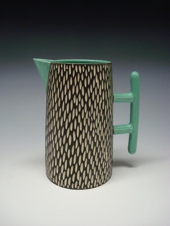 Mod Pitcher porcelain turquoise black white