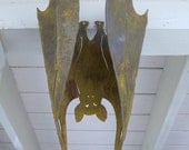 Halloween Bat Vampire Metal, Large Hanging 3-D  Flat or Curled Garden Yard Art