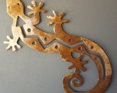 Gecko Lizard Rusted Metal Wall Art, Small S Shaped 23 inch