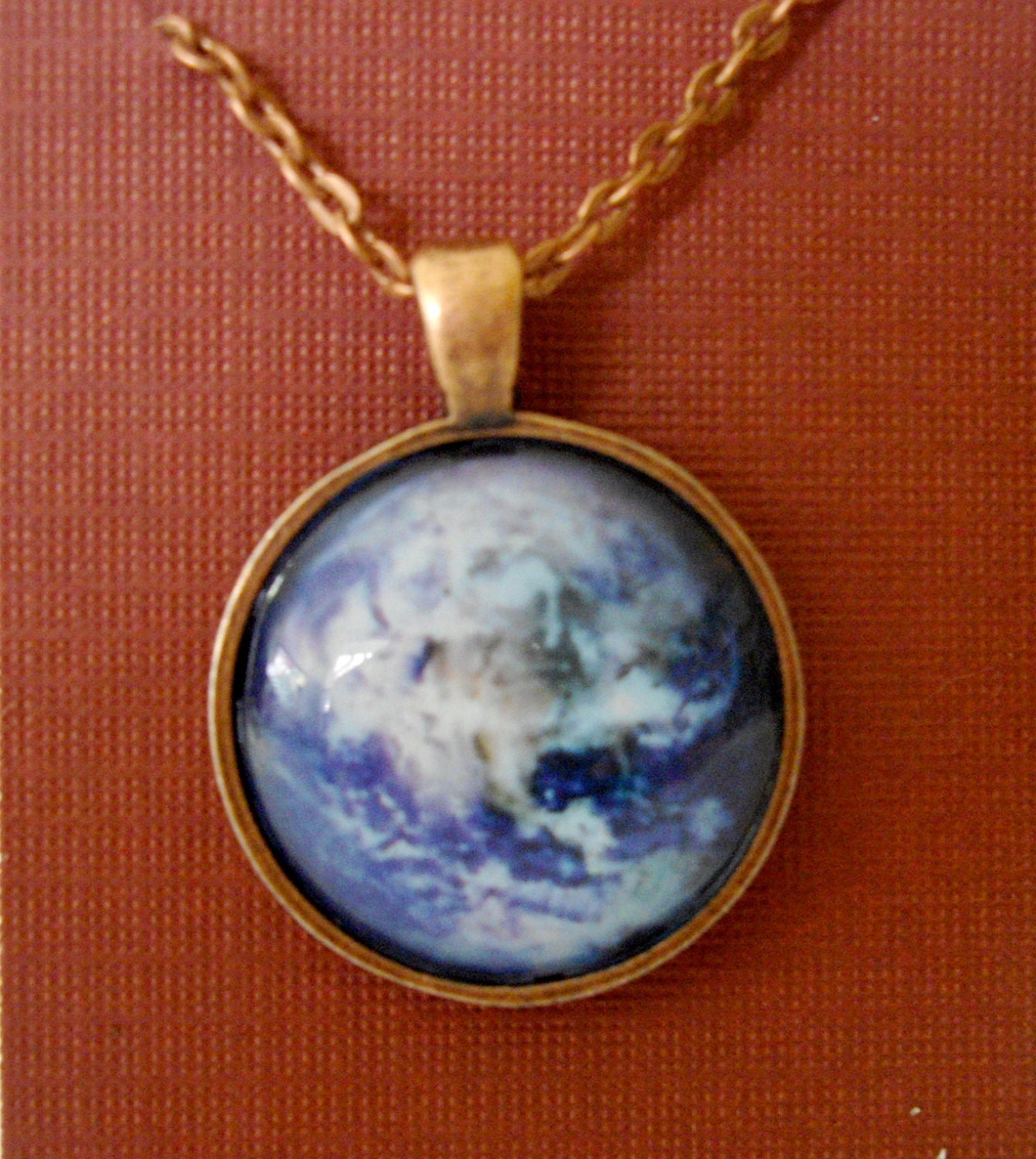 Earth as Mandala Art Pendant - wearable art