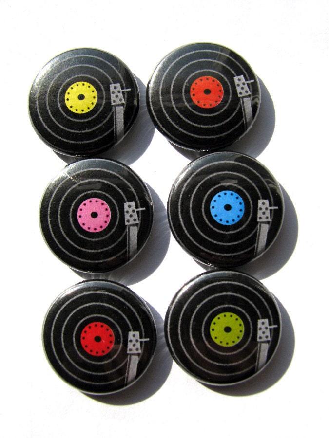 LPs - Vinyl - Records buttons or magnets (set of 6)
