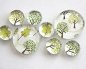 glass marble magnets. trees - dragonflies