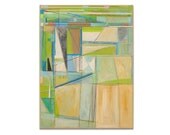 Abstract Art Original Painting Modern Art Mid Century Modern Green Geometric Art Contemporary 18x24 Canvas Blue Pink Turquoise