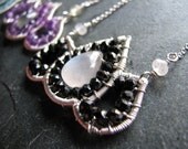 Wire Wrapped Lotus Necklace, PICK YOUR COLORS Lotus Necklace, Sterling Silver, by Amber Bryce