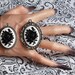 Gothic Black Rose on White Cameo Pendant Gorgeous