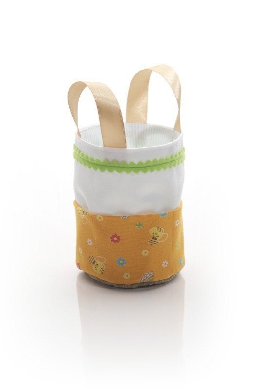 Small Fabric Basket, On Sale, Cute Japanese Bumblebee, Kawaii, Desktop Storage, Pen Holder, Workspace Organization, Gold Yellow