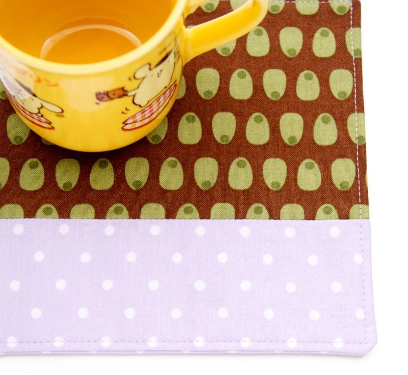 Coaster Set Martini Groovy Olives Purple Polka Dot