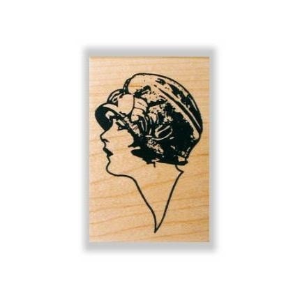 Lady Profile Mounted rubber stamp small, woman, flapper No.2