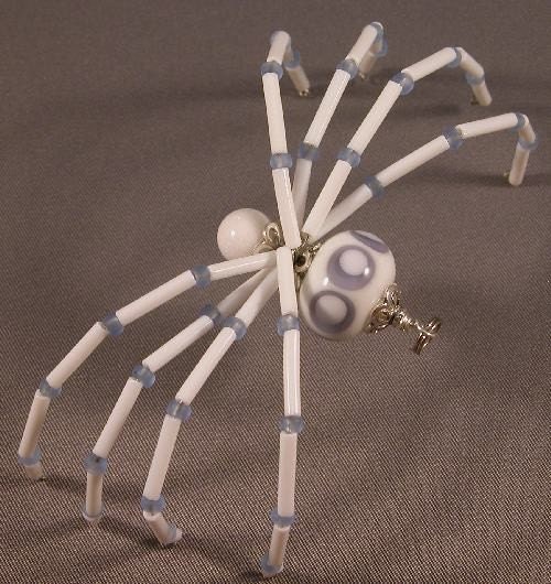 Phelicia - Purple and White Beaded Spider Barrette/Pin/Pendant