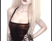 BADASS DIVA TOP - Handmade to your size... You bad Girl fashion... punk girl deranged destroyed ripped slashed ribcage black bronze artistic