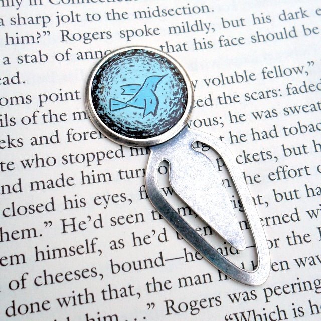 Rustic Pastel Blue Bird Bookmark - Fly Away Home - Stocking Stuffer