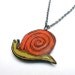 Orange and Green Retro Snail Necklace - Slow Down