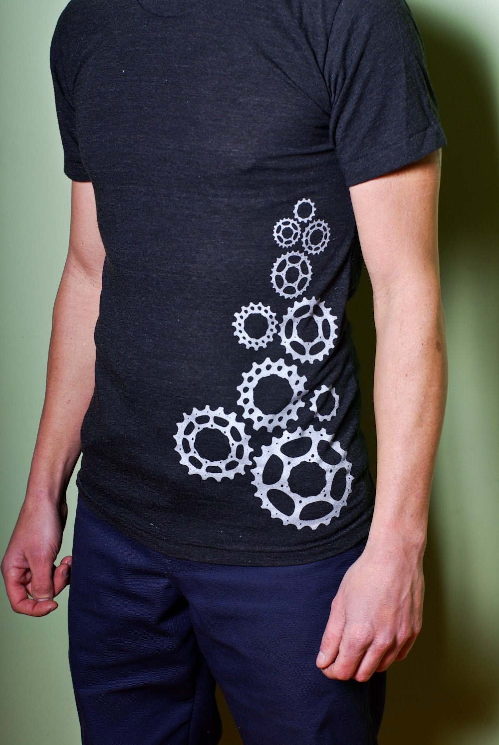 Bicycle Cog Track T-Shirt- Heather Charocoal