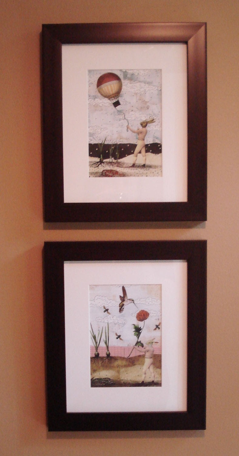 Whale Art. Beach Decor. Collage Mixed Media Print. 5x7 Mollusk Sea