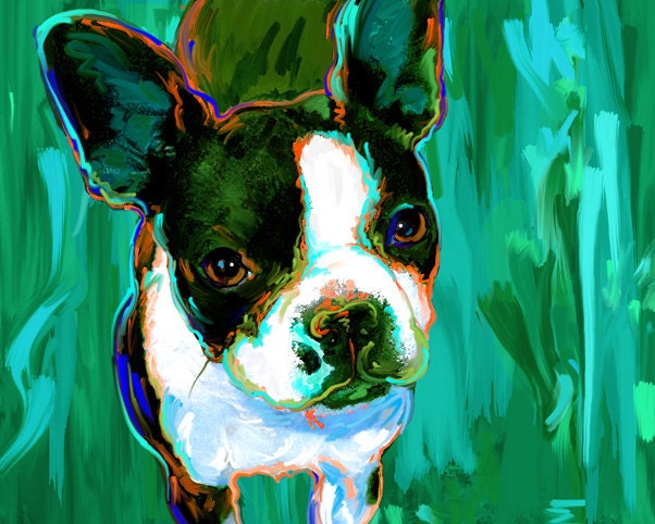 Paris the Boston Terrier Print