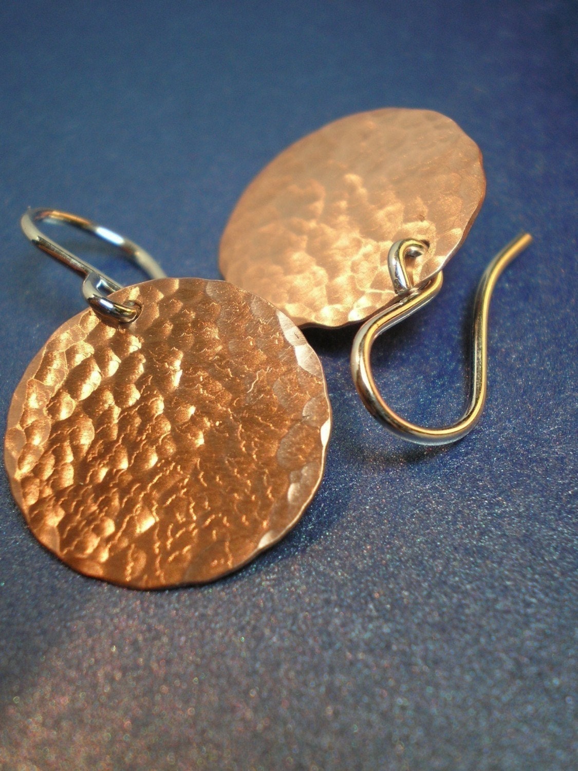 Hammered Copper Discs - Earrings - If I Had a Hammer