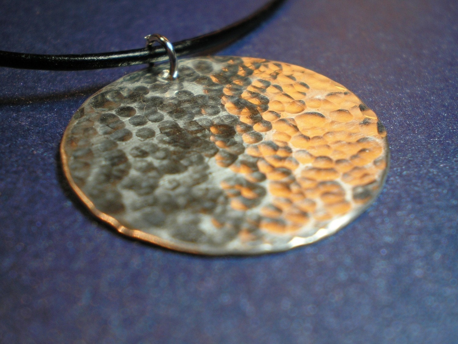 Hammered Argentium Sterling Silver Disc Pendant