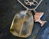 Nefertiti Charm, Golden Rutilated Quartz Necklace