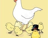 Hilda Sees Thing Differently From Her Family, Fine Art Chicken Print, 5x7
