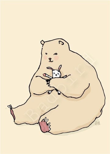 Big Bear Loves Fluffy Buns, Limited Edition Print,5x7