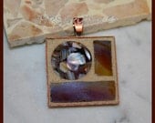 Square Browns and Purple and Cream Mosaic Pendant 14
