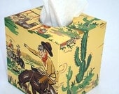 Gabby Hayes Cowboy 1950's Vintage Wallpaper Tissue Box Cover