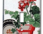 Stylish Country Floral 1950's Vintage Wallpaper Switch Plate