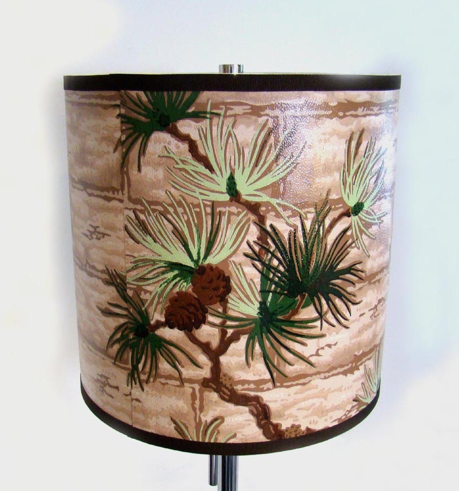Drum Shade 1950's Vintage Wallpaper Classic Pine Cone