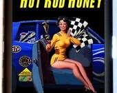 Hot Rod Honey Race Drag Racing Wallet or Cigarette Case Retro Bad Girl Funny Car