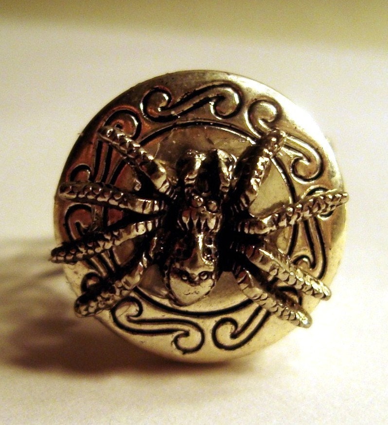 Victorian Steampunk MY SECRET SPIDER Goth Locket Ring