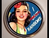 I SHxT RAINBOWS Retro Funny Pinup Bad attitude Pill box Pillbox Case Holder for Vitamins Drugs Birth Control