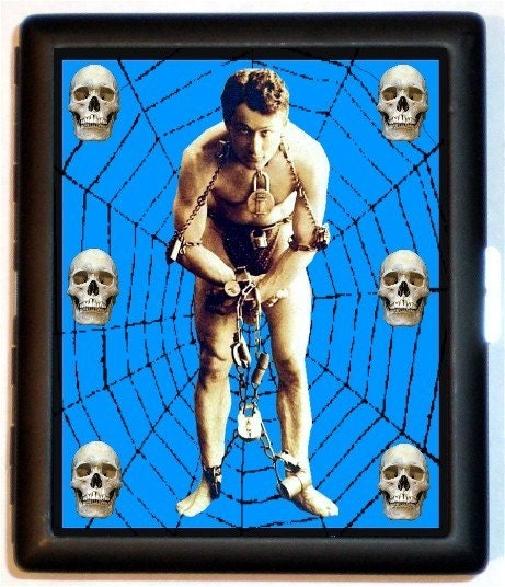 Master Escape Artist and Magician Spiderweb and Skulls Cigarette card or Wallet