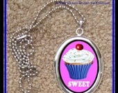 DIVINE BLISS DESIGNS - Silver Tone Pendant With Chain-Sweet Cupcake Cutie Pie for that Special Someone