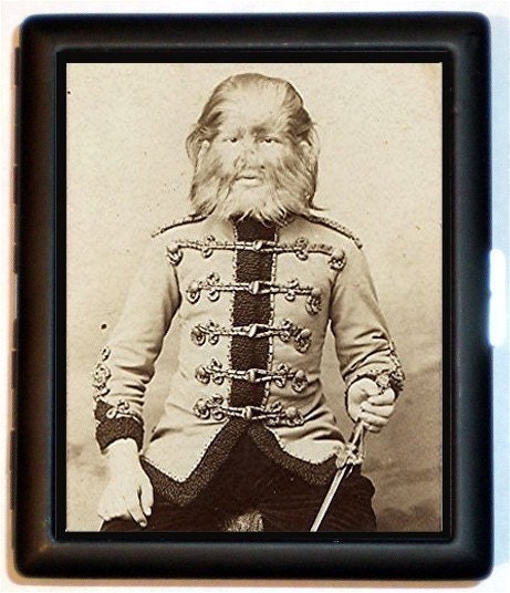 JoJo The Dog Faced Boy Circus Sideshow Victorian Era Imagery Cigarette Case or Wallet